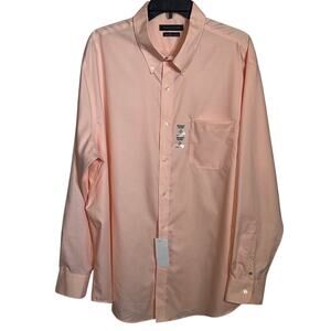 Tommy Hilfiger Mens Flex Slim Fit Stretch Twill Dress Shirt apricot 18 34/35 $85